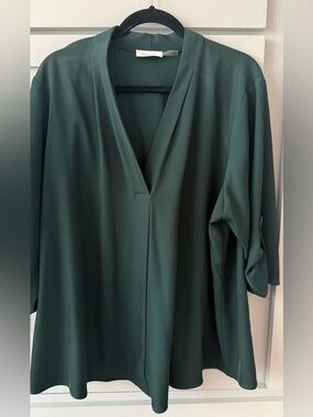 Calvin Klein Forest Green V-Neck Blouse